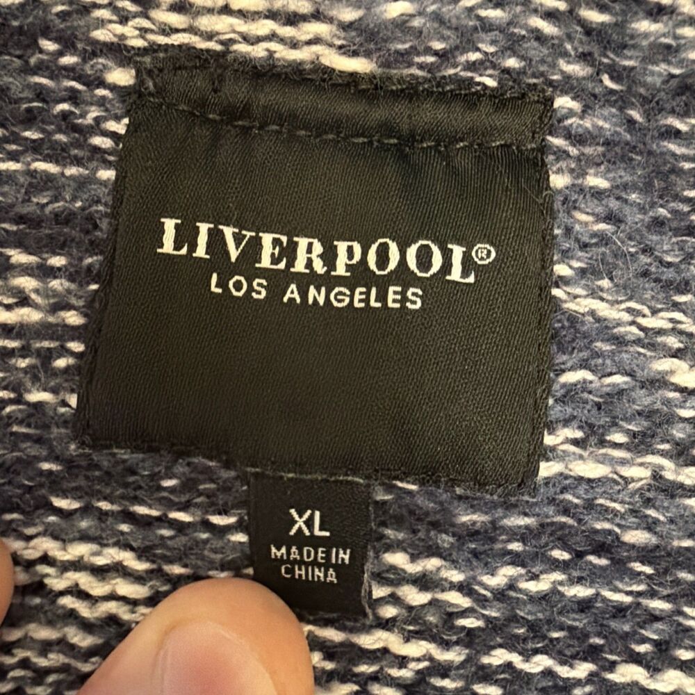 Liverpool Los Angeles Women’s XL Long Open Cardigan Knit Sweater Denim Trim - Picture 6 of 12